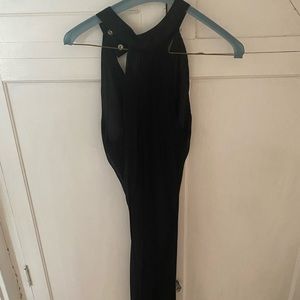 Sisley high neck racerback chiffon black dress